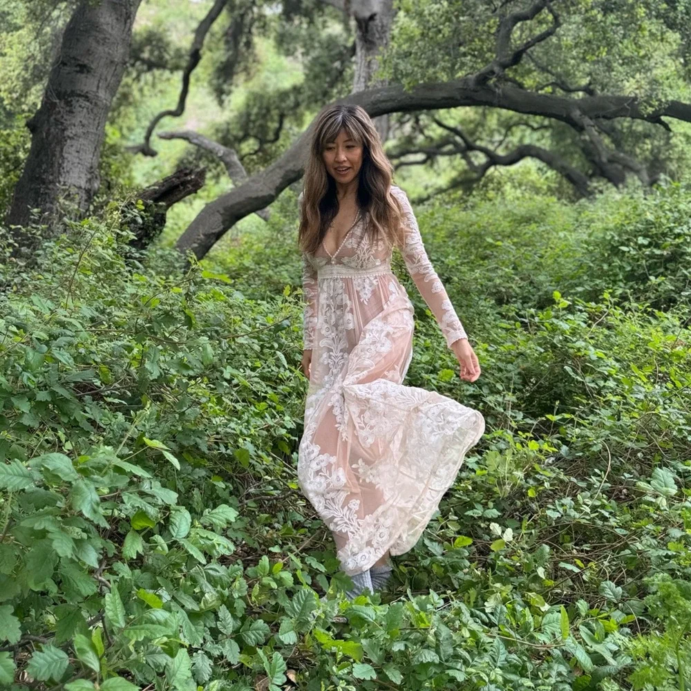 For Love & Lemons Temecula Maxi Dress size SMALL in IVORY - Picture 1 of 9